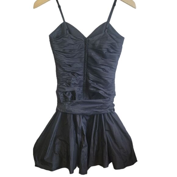 NWT BCBGMAXAZRIA Black Silk Taffeta  Mini Bubble Dress 80s Carrie Bradshaw 2 - Picture 5 of 14